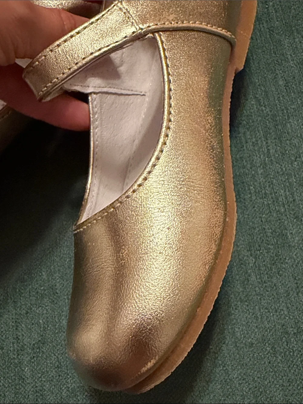 L'Amour Gold Metallic Mary Jane Shoes for Kids